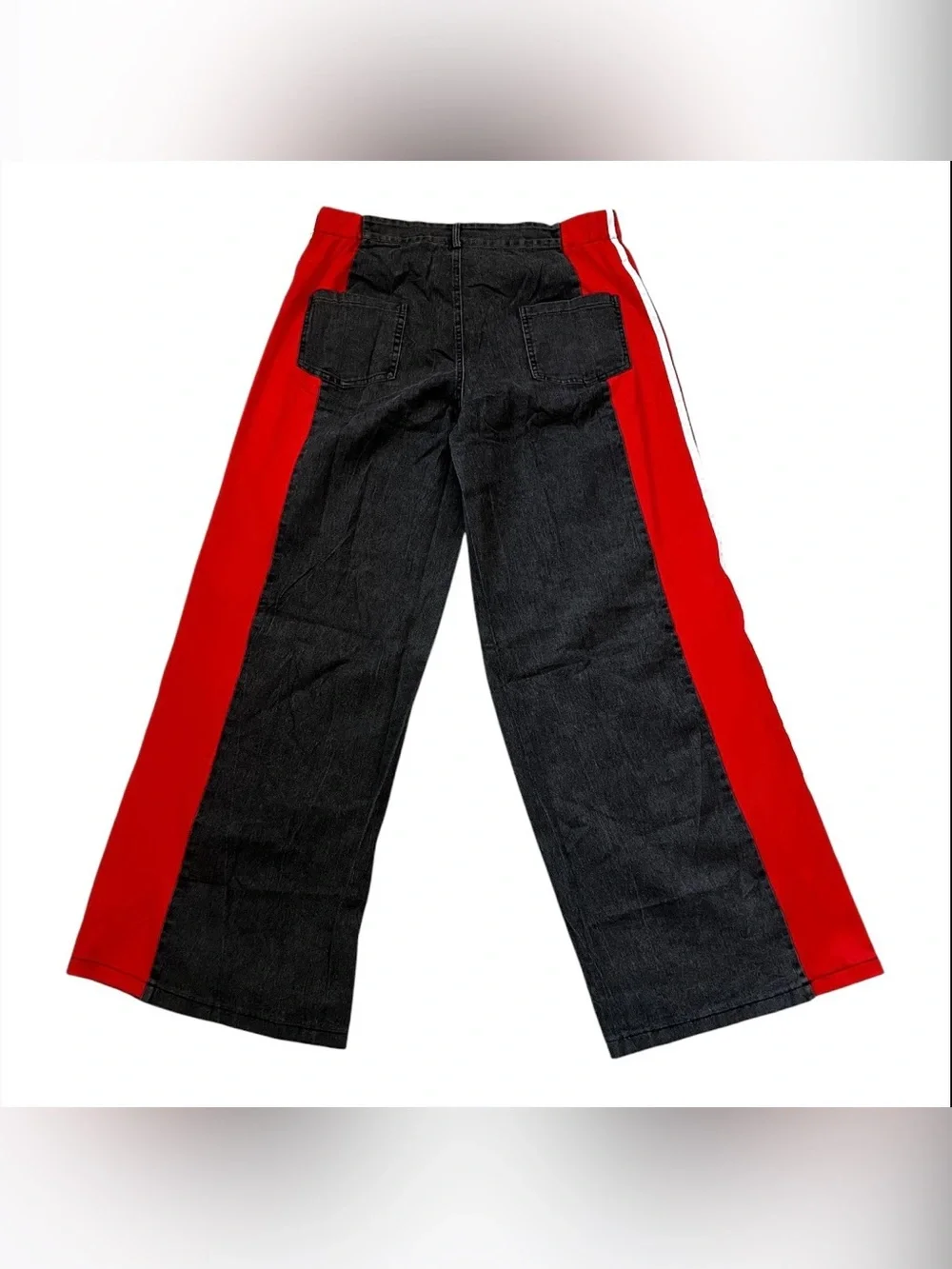 Men Black Sweatpants with Red Side Stripes - Picture 2 of 10